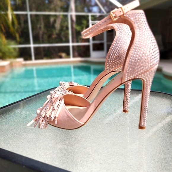 Jessica Simpson Shoes - Jessica Simpson pink rhinestone heel